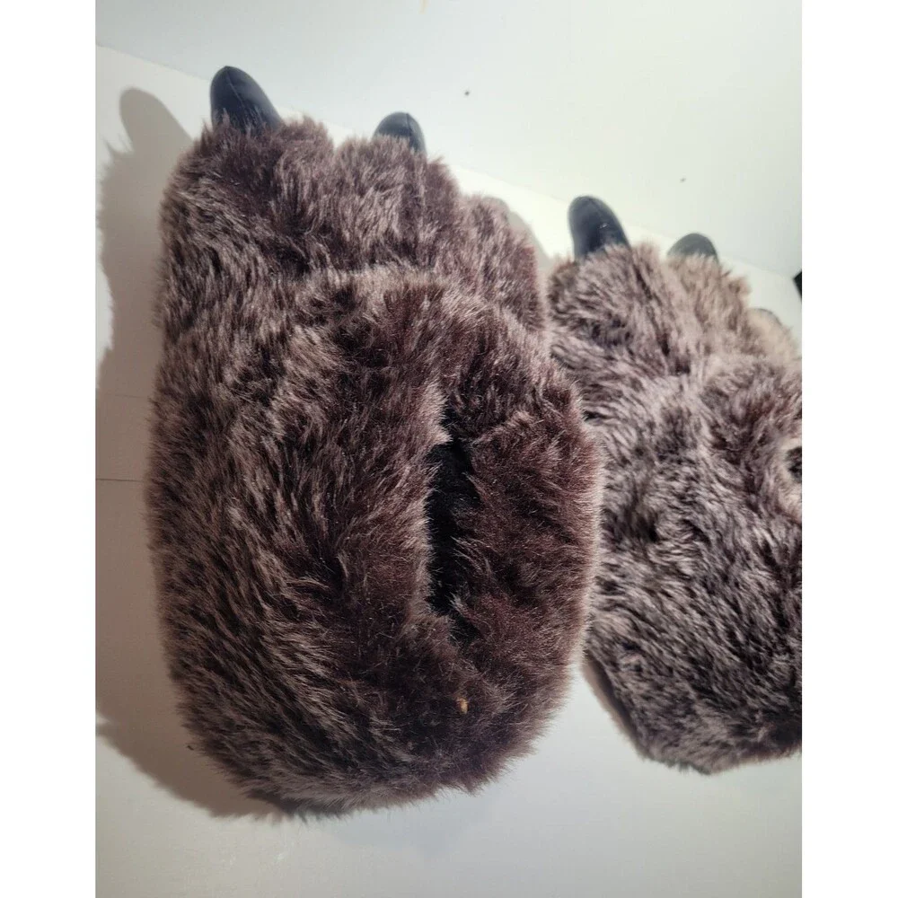 George Plush Brown Bear Paw Slippers Claw House Shoes – Size S/M #103